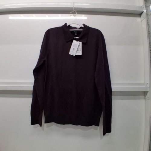 MEN'S MERINO WOOL LONG-SLEEVE POLO SHIRT - MEDIUM -DARK BORDEAUX image 3