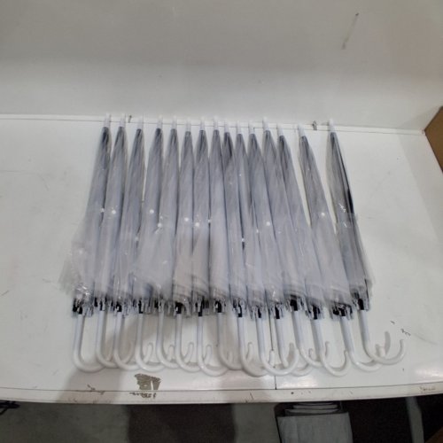 15PK CLEAR UMBRELLAS - 35.4" - WHITE/CLEAR image 2