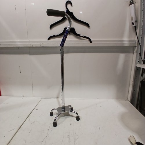 MEDLINE ALUMINUM EXTENDABLE QUAD CANE WITH SMALL BASE AND OFFSET HANDLE - 300LB MAX - 30"-39" - CHROME (MODEL: MDS86222CHR) image 2