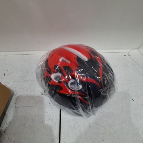 KID'S BICYCLE HELMET - RED/BLACK/FLAMES image 2