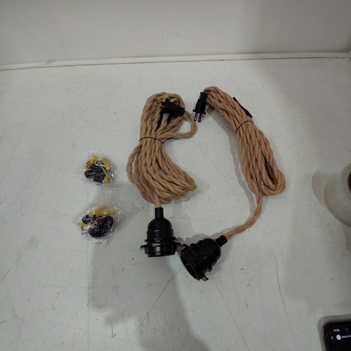 2PK ROPE-WRAPPED PENTAND HANGING LIGHT KIT - 15FT - NATURAL / BLACK image 2