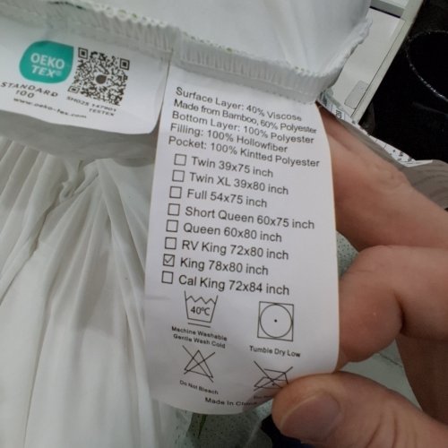 BAMBOO BREATHABLE COOLING EXTRA PLUSH THICK FITTED MATTRESS TOPPER - 78" X 80" X 18" - WHITE image 2
