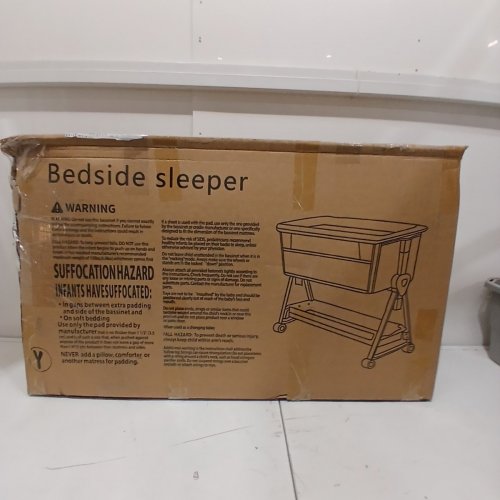 BABY BASSINET BEDSIDE SLEEPER FOR BABY WITH WHEELS AND STORAGE BASKET - 35.6" X 21" X 32" - BEIGE / BROWN (MODEL : WW001) image 4