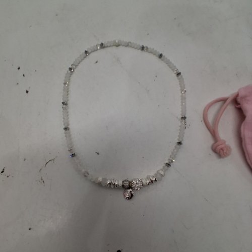 WOMENS HILLBERG & BERK BEADED GEMSTONE NECKLACE - WHITE AND SILVER (ITEM: 130347 WHT) image 3