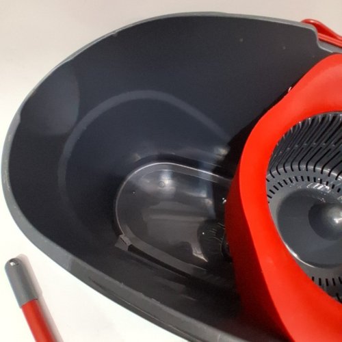 VILEDA EASY WRING AND CLEAN MICROFIBRE MOP AND BUCKET WITH POWER SPIN WRINGER - 22" - 48" - BLACK/RED - (MODEL:134289) image 4