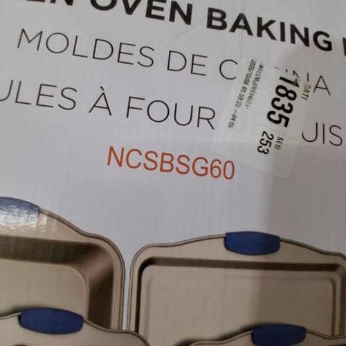 10PC NUTRICHEF NON-STICK BAKEWARE SET, STEEL W/ HEATSAFE SILICONE HANDLES - METALLIC W/ BLUE HANDLES - (MODEL: NCSBSG60) image 2