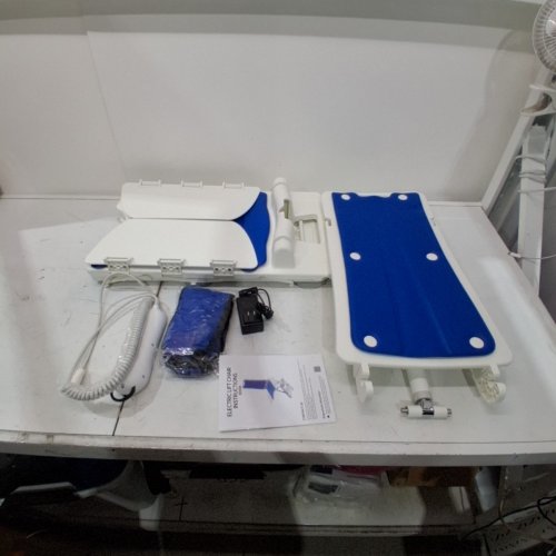 ELECTRIC ADJUSTABLE HEIGHT CHAIR LIFT FOR ELDERLY - 42.9" X 23.1" X 14.4" - BLUE/WHITE (MODEL: JC35M3-1) image 3