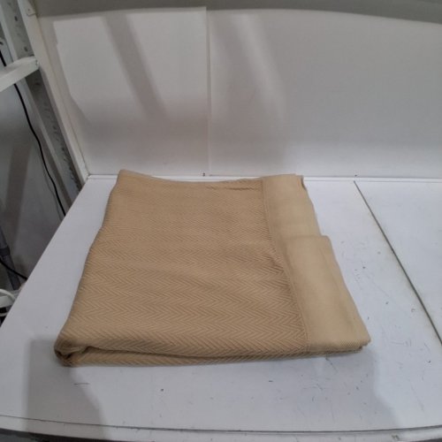 TEXTURED LIGHTWEIGHT THIN BLANKET - 90" X 90" - TAN image 2