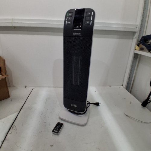 DELONGHI CERAMIC OSCILLATING TOWER HEATER FAN WITH REMOTE - 1500W - BLACK/OFFWHITE - (MODEL:HFX65V15) image 3
