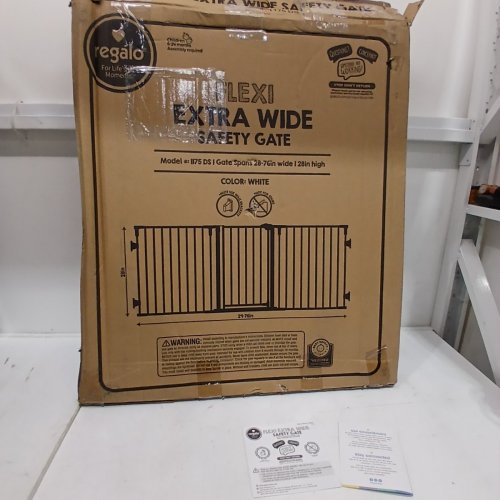 REGALO FLEXI EXTRA WIDE METAL WALK THROUGH SAFETY GATE - 28" - 76" X 30" - WHITE (MODEL: 1175 DS) image 3
