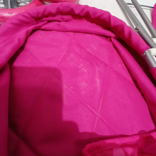 BAYER 4-WHEELED METAL BABY DOLL STROLLER - FITS 18" DOLLS - PINK/WHITE - (MODEL: 12249AB) image 3