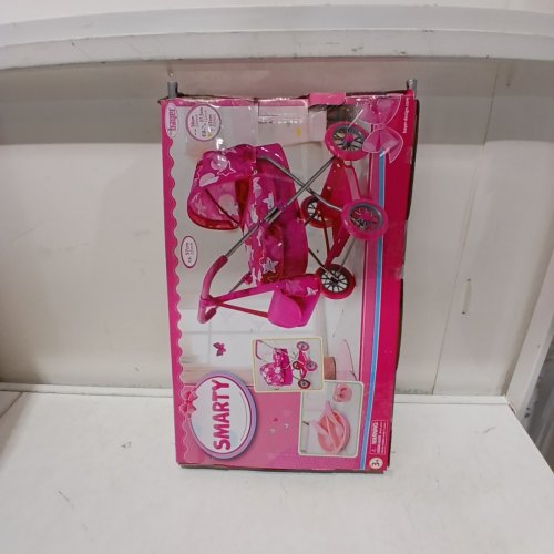 BAYER 4-WHEELED METAL BABY DOLL STROLLER - FITS 18" DOLLS - PINK/WHITE - (MODEL: 12249AB) image 4