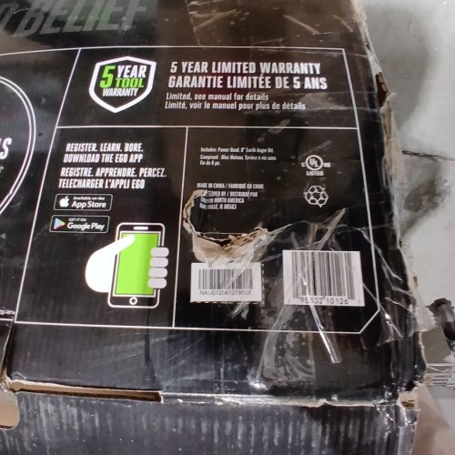 EGO LITHIUM-ION CORDLESS EARTH AUGER *TOOL ONLY* WITH ERGONOMIC HANDLE DESIGN AND ANTI-KICKBACK SYSTEM, 56V, 8" - BLACK GREY GREEN (MODEL:EG0800) image 2