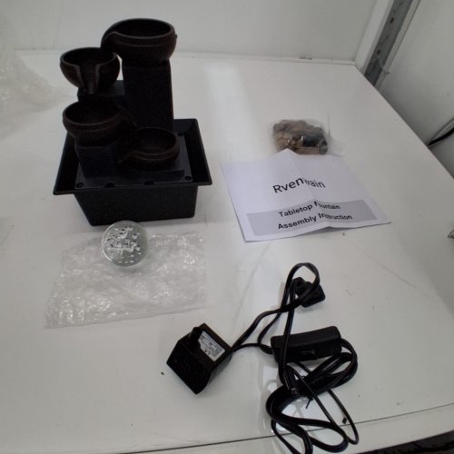 INDOOR TABLETOP FOUNTAIN WITH 4 LEVELS, CRYSTAL BALL, AND LED LIGHT - BLACK image 4