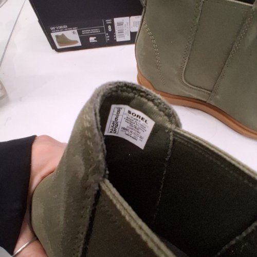 WOMENS SOREL EVIE LL CHELSEA BOOTS - SIZE 8 - STONE GREEN image 5