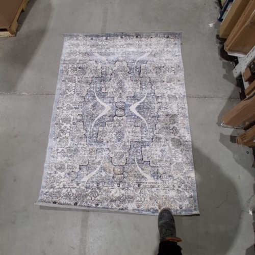 PATTERNED AREA RUG - 4FT X 65" - CREAM GRAY TAUPE image 2