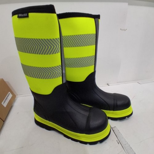 MENS TERRATRAX WATERPROOF STEEL TOE NEOPRENE MUCK MUD BOOTS WITH ANTI-SLIP OUTSOLE - 9 - YELLOW/BLACK - (STYLE: BJ02-N8) image 3