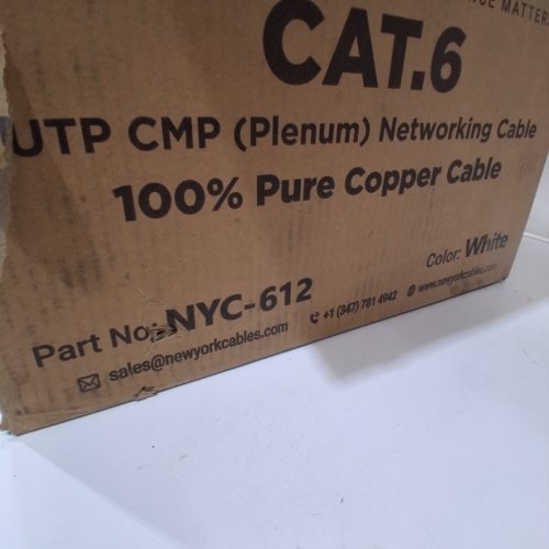 NEW YORK CABLES PLENUM NETWORKING CAT6 UTP CABLE- 1000FT - WHITE (ITEM: NYC-612) image 2