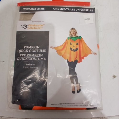 WOMEN'S PUMPKIN QUICK COSTUME CAPE - ONE SIZE - ORANGE AND GREEN image 2