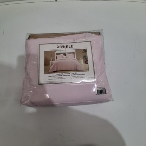 3PC KRINKLE DUVET COVER SET - FULL/QUEEN - LIGHT PINK (MODEL: KKDV3-001) image 3