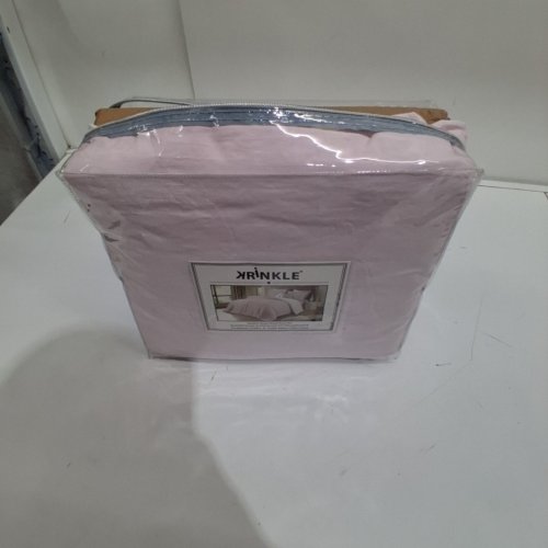 3PC KRINKLE DUVET COVER SET - FULL/QUEEN - LIGHT PINK (MODEL: KKDV3-001) image 4