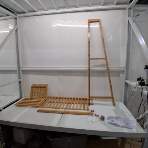 OLSCROM WOODEN CLOTHING RACK WITH TOP SHELF 55'' X 43'' image 2