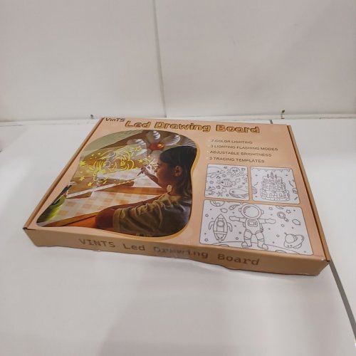 VINTS RECHARGEABLE LED DRAWING BOARD WITH 7 MARKERS - 15.75"X11.81" - WHITE image 3