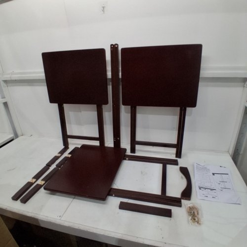 3PK AMAZON BASICS CLASSIC FOLDING TV TRAY TABLE - ESPRESSO image 3