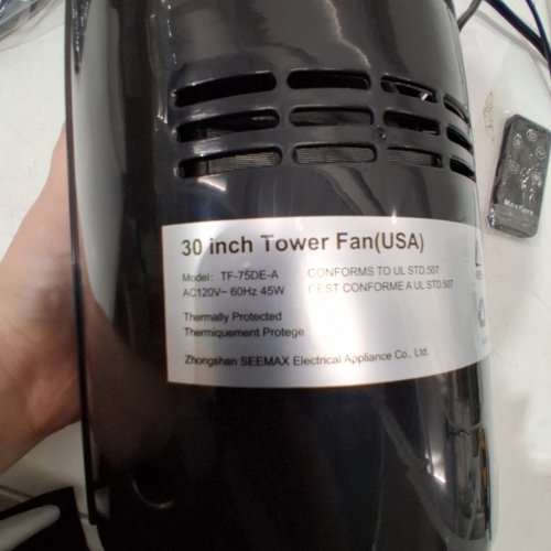MAXKARE 3-SPEED OSCILLATING TOWER FAN - 30" - BLACK (MODEL: TF-75DE-A) image 4