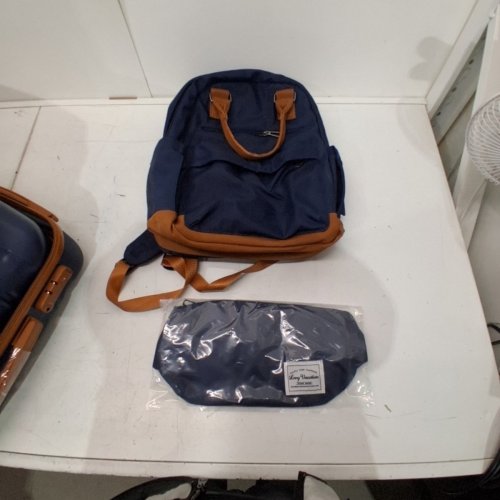 6PC LONG VACATION HARDSIDE LUGGAGE SET WITH SPINNER WHEELS - ASSORTED SIZES - NAVY BLUE/BROWN (MODEL: LV400002) image 11