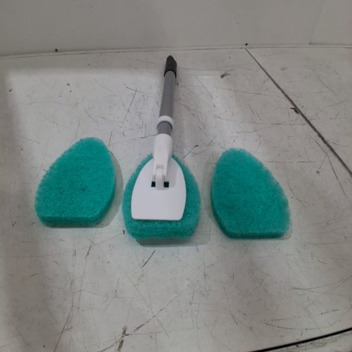 4PC SCOTCH-BRITE EXTENDABLE TUB AND TILE SCRUBBER KIT WITH REFILLS - EXTENDS UP TO 25" - GREY/LIGHT BLUE (MODEL:549X-560-SIOC) image 2