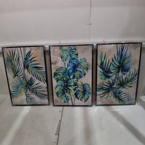FRAMED CANVAS WALL ART MODERN TROPICAL LEAF DECOR - 16" X 24" image 2
