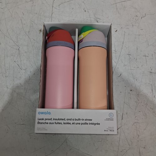 2PK OWALA STAINLESS STEEL WATER BOTTLES - 24OZ - PINK/PEACH (MODEL: 1965314) image 4