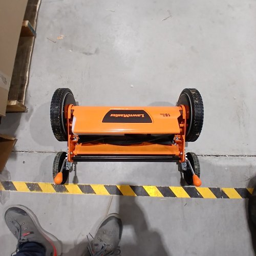 LAWNMASTER ENVIRONMENTALLY FRIENDLY MOTORLESS PUSH REEL LAWN MOWER - 18" - 5" BLADE - ORANGE (MODEL: LMRM1801) image 2