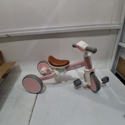 KIDS LOL-FUN 5-IN-1 TODDLER TRICYCLE WITH PUSH HANDLE - FOR AGES 2-5 YEARS OLD - PINK/WHITE/GREY (MODEL: L00124) image 2