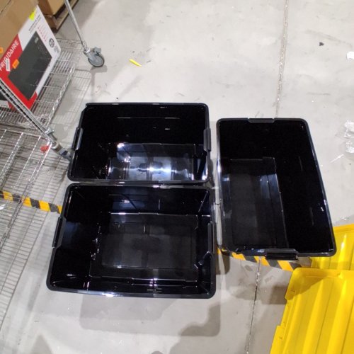 3PK IRIS STOR-IT-ALL BUCKLE HANDLE LOCKABLE BINS - 47 QT - BLACK/YELLOW image 2
