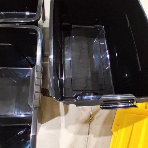3PK IRIS STOR-IT-ALL BUCKLE HANDLE LOCKABLE BINS - 47 QT - BLACK/YELLOW image 3