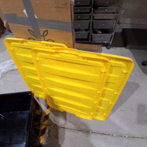 3PK IRIS STOR-IT-ALL BUCKLE HANDLE LOCKABLE BINS - 47 QT - BLACK/YELLOW image 6