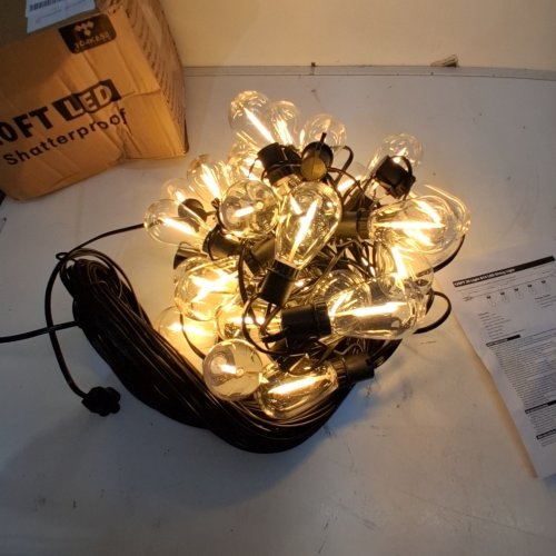 TORKASE OUTDOOR STRING LIGHTS WITH 32 SHATTERPROOF ST38 VINTAGE EDISON BULBS - 2200K WARM - 120FT - BLACK (MODEL: GLS-20J2P-E17-S14-30) image 2