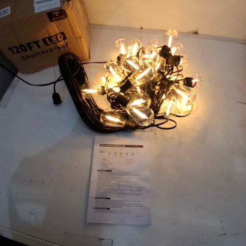 TORKASE OUTDOOR STRING LIGHTS WITH 32 SHATTERPROOF ST38 VINTAGE EDISON BULBS - 2200K WARM - 120FT - BLACK (MODEL: GLS-20J2P-E17-S14-30) image 3
