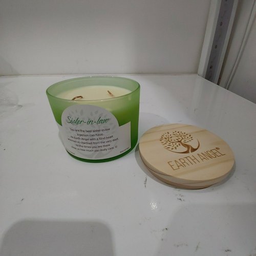 EARTH ANGEL SISTER-IN-LAW SCENTED SOY CANDLE - 12 OZ - VANILLA - GREEN image 2