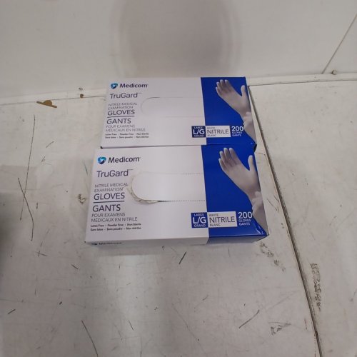 400PK MEDICOM TRUGARD NITRILE MEDICAL EXAMINATION GLOVES - LARGE - WHITE (MODEL: 1858762) image 2