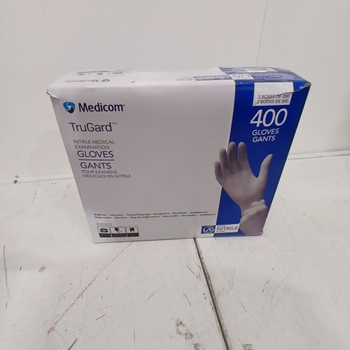 400PK MEDICOM TRUGARD NITRILE MEDICAL EXAMINATION GLOVES - LARGE - WHITE (MODEL: 1858762) image 4