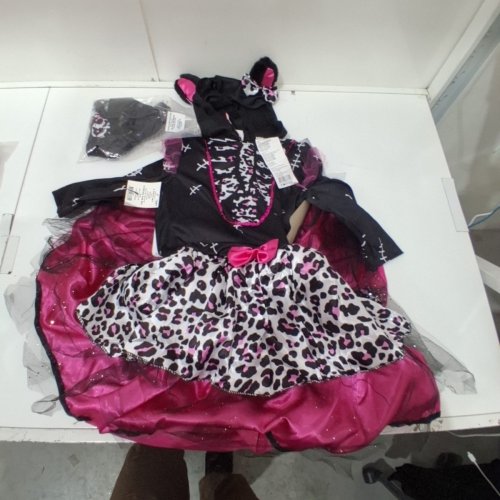 5PC GIRL'S PARTYHOLIC SKELETON CAT COSTUME SET - LARGE 10-12 - BLACK, PINK AND WHITE image 3