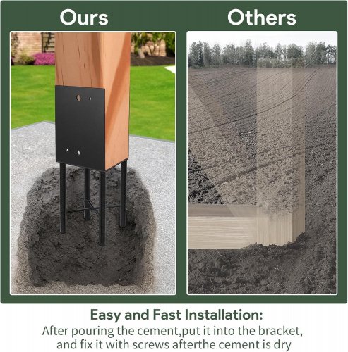 6PK VIODEX HEAVY DUTY U-SHAPED FENCE POST HOLDER BRACKET - 5.7" - BLACK (MODEL: 6 X 6UMZDZ-B-6A) image 5