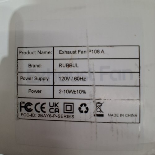 RUBBUL DOUBLE DIRECTION EXHAUST FAN - 120 V, 2-10W - WHITE (MODEL: P108A) image 3