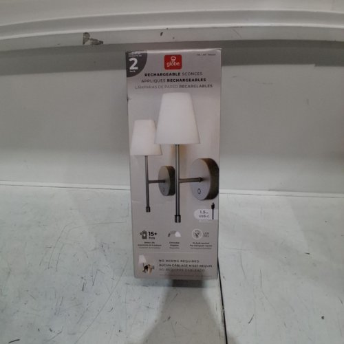 2PK GLOBE ELECTRIC WALL MOUNTED WIRELESS RECHARGEABLE WALL SCONCE - 14" - BLACK (MODEL: 1806224) image 3
