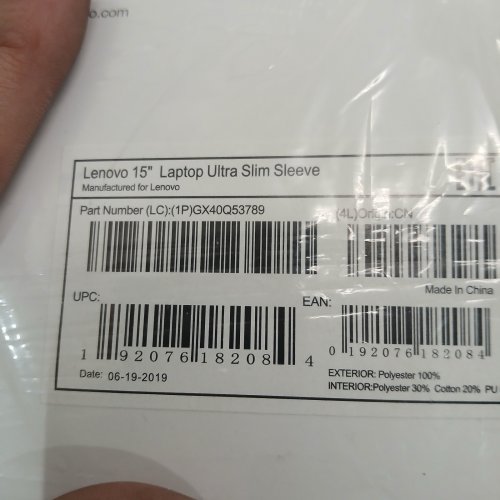 LENOVO LAPTOP ULTRA SLIM SLEEVE - 15" - GRAY (ITEM: GX40Q53789) image 2