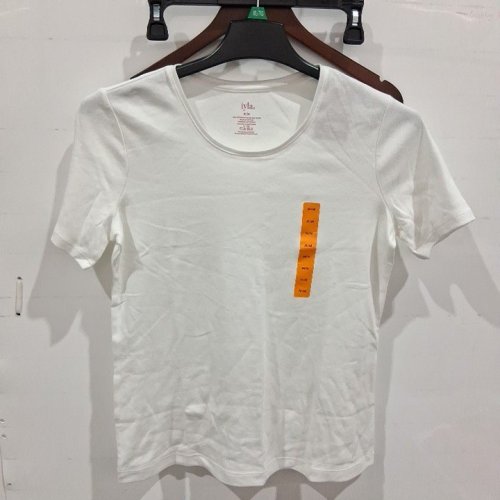 WOMEN'S IYLA INTERLOCK CREW NECK TOP SHIRT - MEDIUM - WHITE image 2