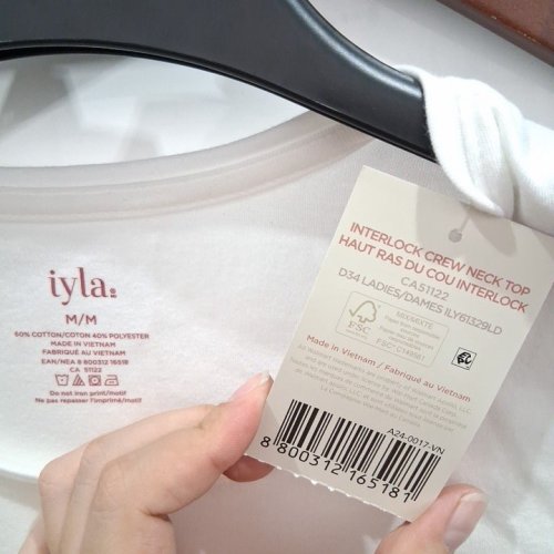 WOMEN'S IYLA INTERLOCK CREW NECK TOP SHIRT - MEDIUM - WHITE image 3